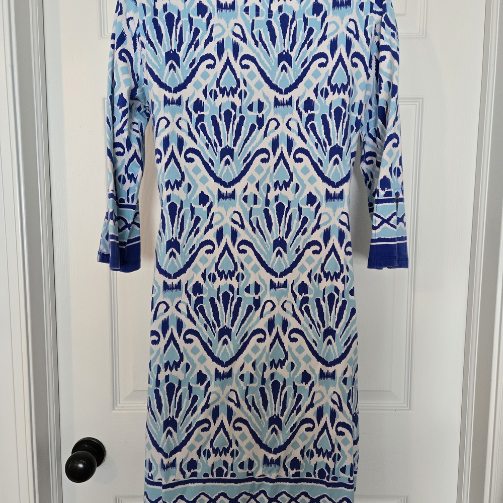 Blue Patterned Mini Dress - Picture 3 of 4